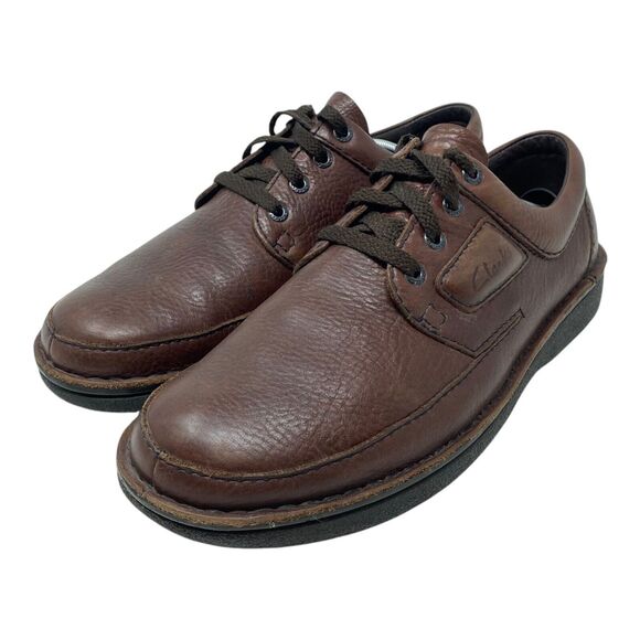 Clarks Nature II Mens Size 13 Brown Pebbled Leather Lace Up